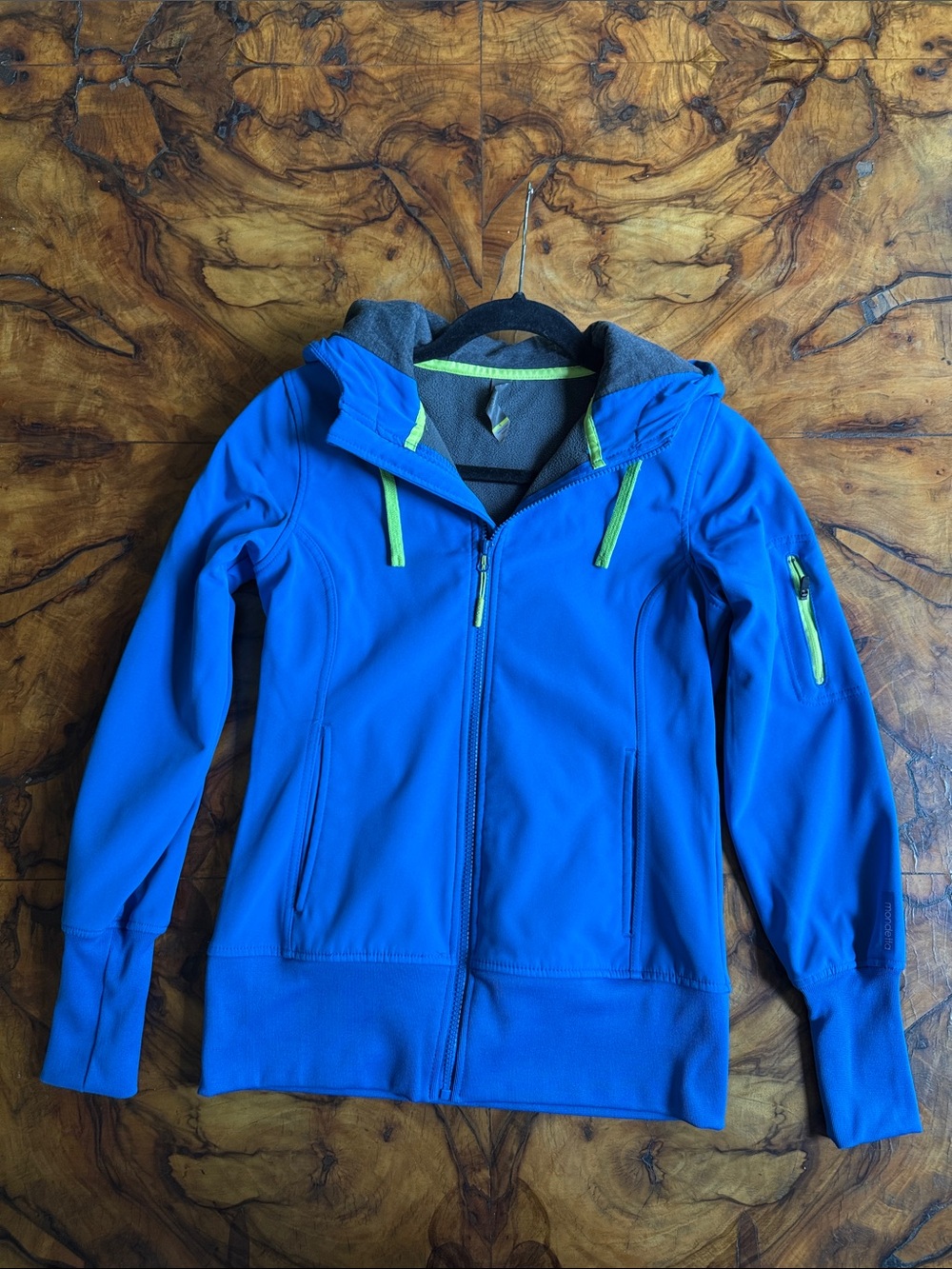 Bright Blue Zip-Up Hoodie with Neon Yellow Accents